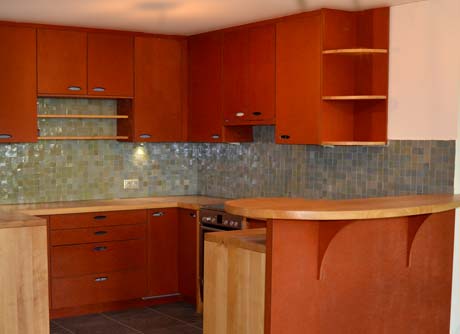 Cuisine MDF Orange + Hêtre